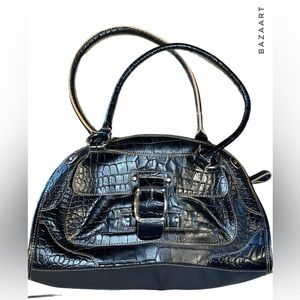 Franco Sarto faux alligator design handbag black 90’s 90210 like new condition